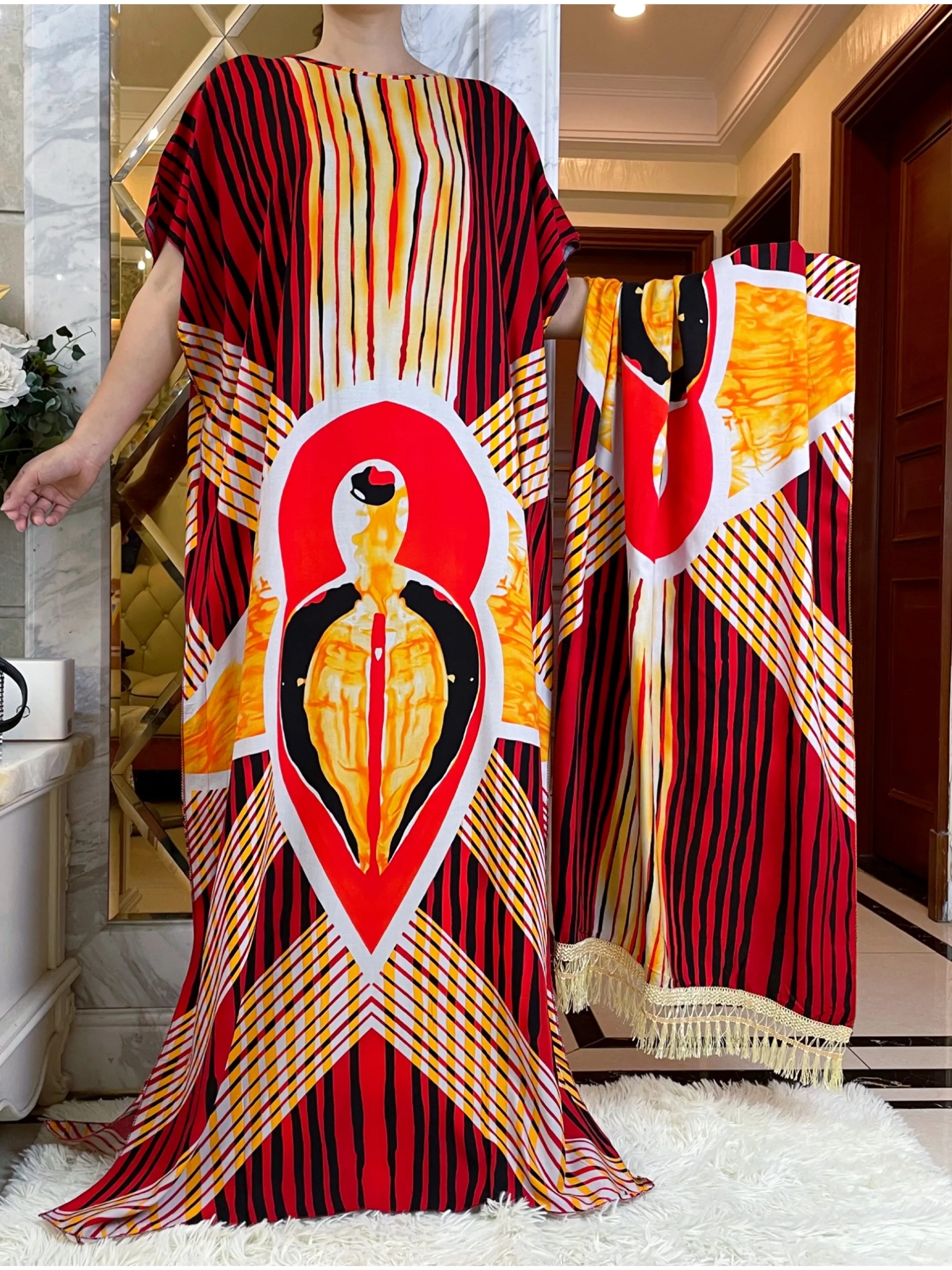 Мусульманская мода летние платья с коротким рукавом цветной цветочный принт Boubou