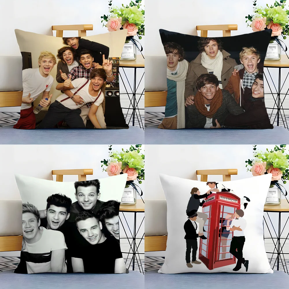 O-one Band DirectionS Music Pillow Case Plush Fabric Soft Pillowcase Double Sided Print Cushion Cover Household Gifts