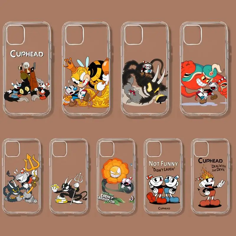 

Cuphead Phone Case For iPhone 11 12 Mini 13 14 Pro XS Max X 8 7 6s Plus 5 SE XR Transparent Shell