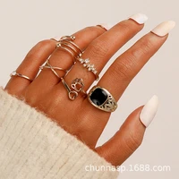 bohemian gold color chain rings set for women fashion boho coin snake moon star rings party 2022 female trend jewelry gifts
