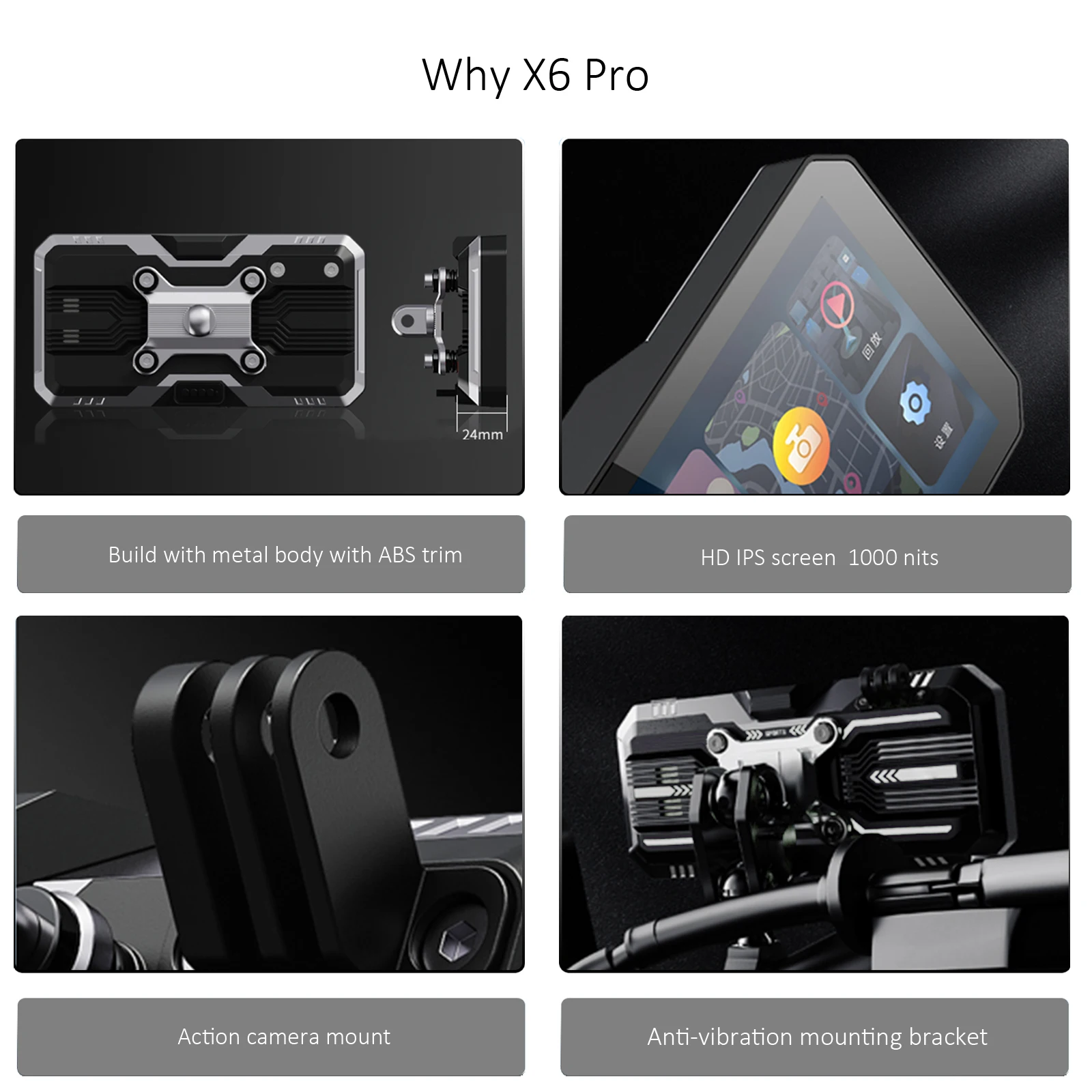 Maxca X6 Pro мотоцикл беспроводной CarPlay Android автонавигатор с двойной камерой рекордер