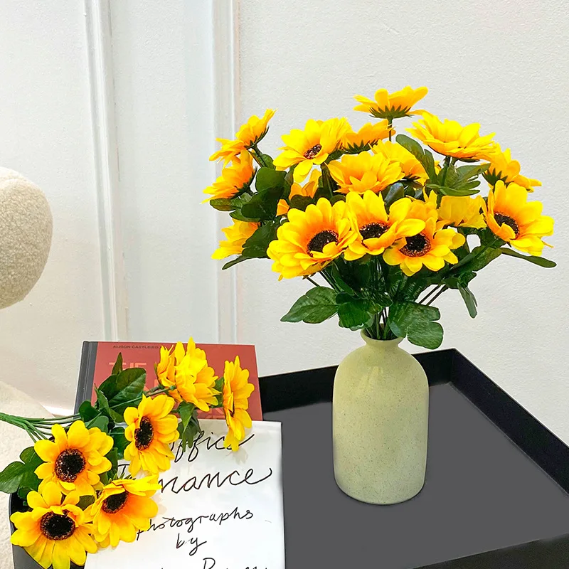 

7 heads Artificial Sunflower Bouquet Silk Sunflower Fake Flower DIY Wedding Bouquets Centerpieces Arrangements Party Home Decor