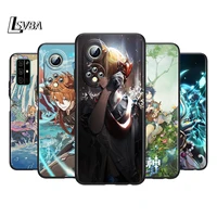 genshin impact art silicone cover for honor 60 50 se 30 30i 20 20s 20e 9s 9a 9c 30s 7c pro lite black phone case coque