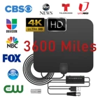 Телевизионная антенна 4K 37DBI HD TV D, цифровая телеприставка на 3600 миль с европейской вилкой, усилитель активной внутренней антенны, плоская конструкция с высоким коэффициентом усиления