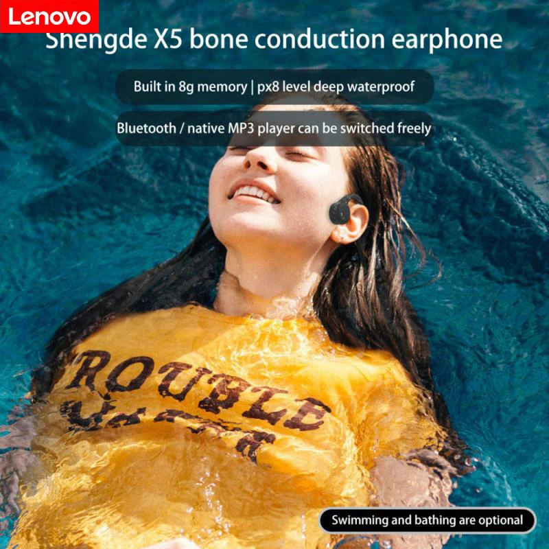 Bluetooth-наушники Lenovo X5 с костной проводимостью 8 ГБ водостойкие |