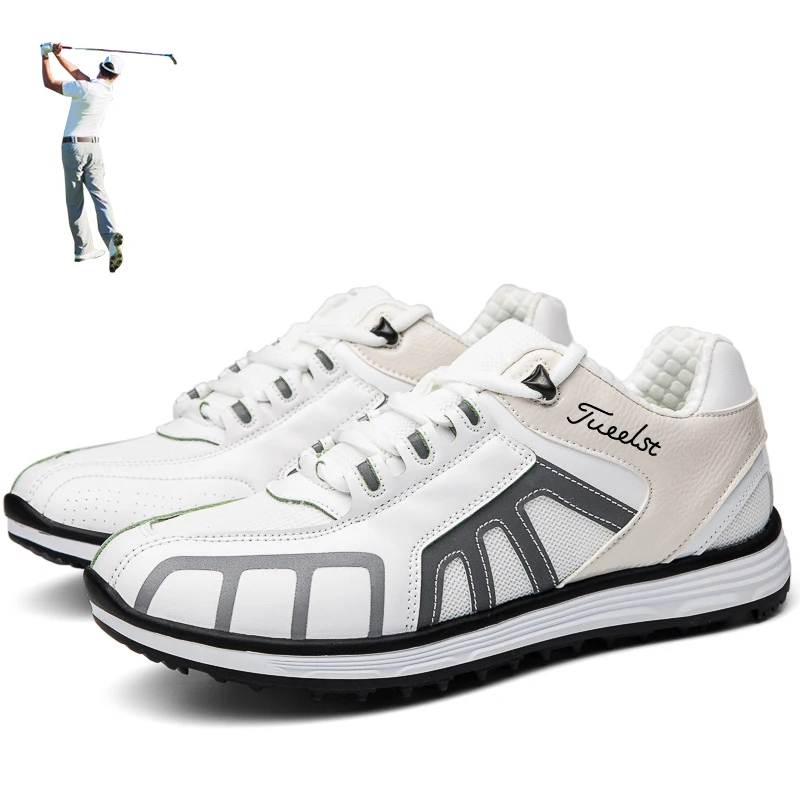 

Original Golf Shoes for Men Blue Quick LacingGolf Sneakers Man Genuine Leather Mens Golf Training Comfortable Walking Shoes Men