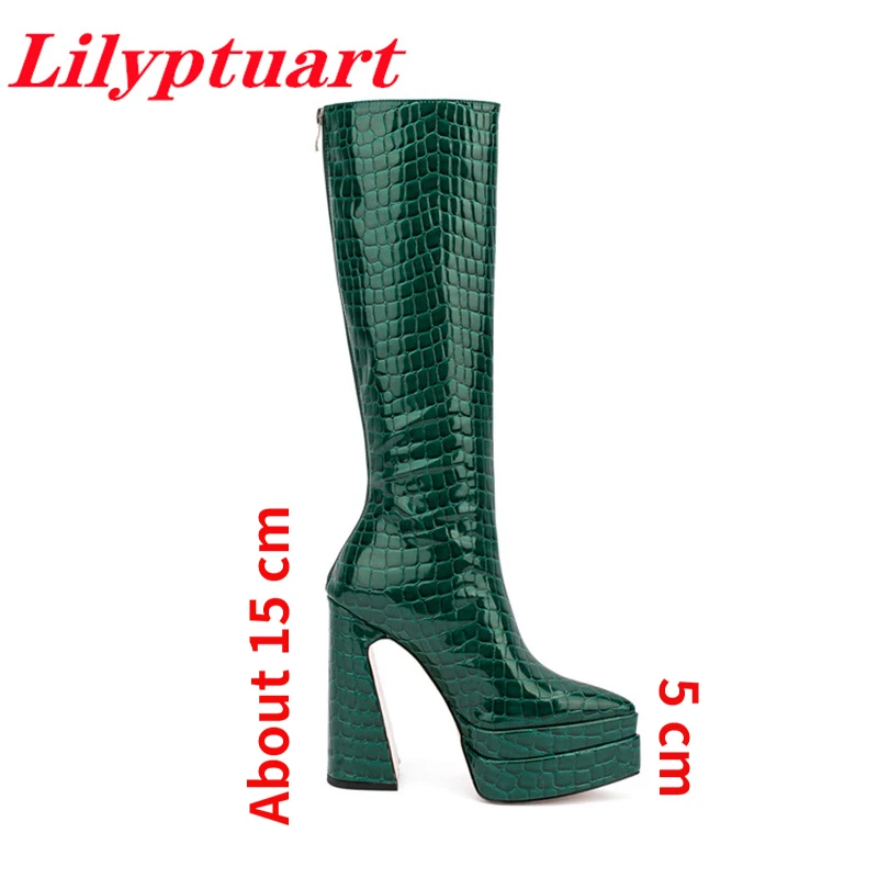 LILYPTUART ZA Women's Mid-calf Platform Boots 2022 Autumn / Winter Fashion High-heeled Pointed-toe Catwalk Shoes Elegant Female |