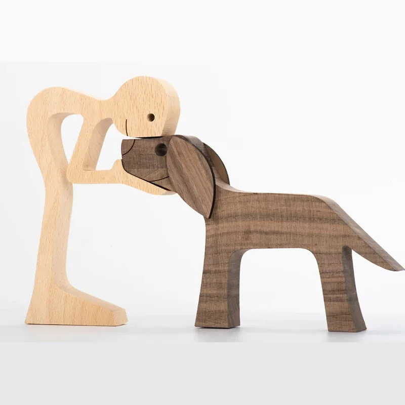 

Puppy Family Ornament Wooden Crafts Ornament Wood Carving Ornament Creative Decoration Desktop Nordic