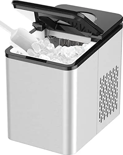 

Ice Maker Machine | Portable Ice Makers 9 Ice Cubes Per 6-8 Mins | 2 Size Ice Cube | 27lbs in 24 hrs | Self-Cleaning Function |