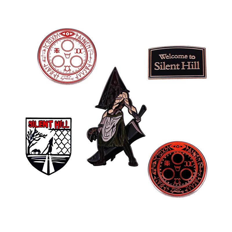 Бесшумная булавка в форме пирамиды эмалированная значок из фильма ужас для