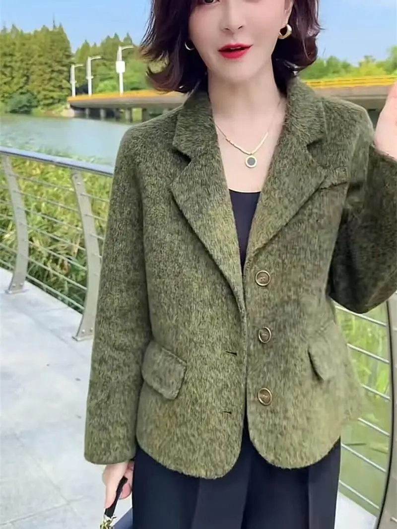 Tiktok Net Red Temperament Модный белый 2024 Осень и зима Новый западный Sle Женский зеленый