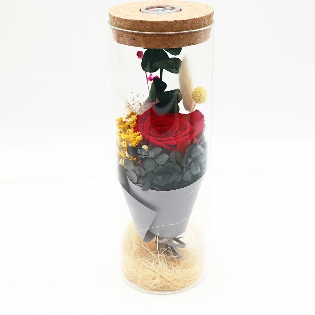 

Wishing Bottle Glass Wedding Led Button Battery Birthday Romantic Gift Decoration Valentine's Day Eternal Flower Home Lighted