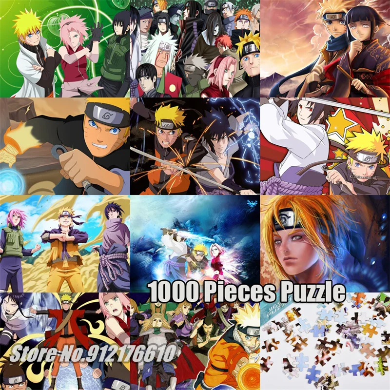 

Genuine Bandai Naruto 1000 Pieces Colorful Jigsaw Puzzles Japanese Anime Flat Puzzles Decompress Educational Parent-Child Game