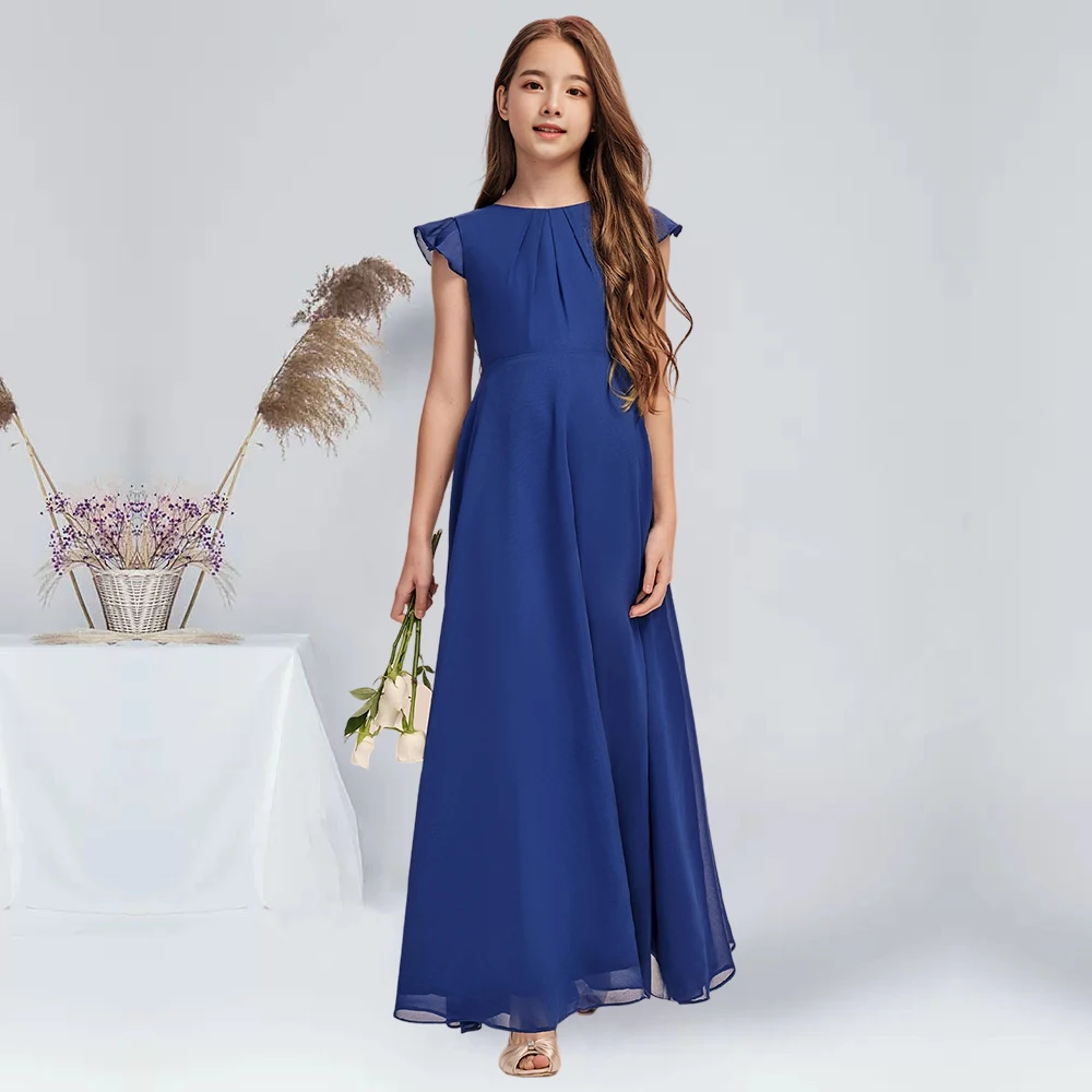 Шифоновое платье трапециевидной формы длиной до пола для подружек невесты