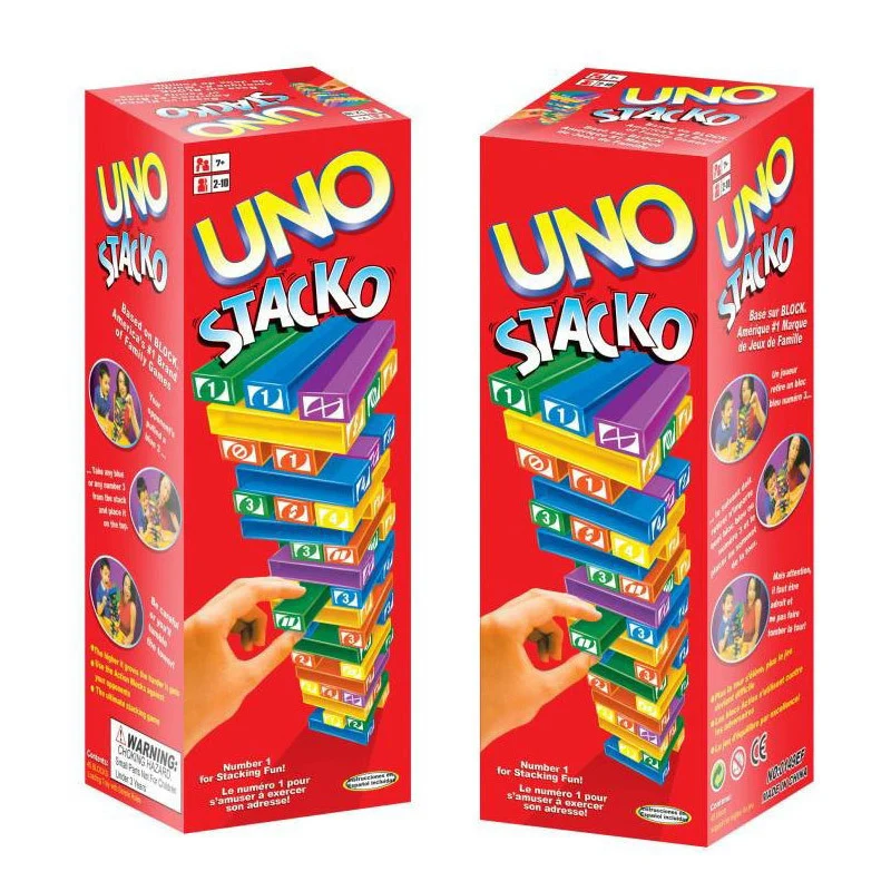 UNO Stacko Game Stacking Color Tower Семейная вечеринка Интерактивная головоломка для родителей
