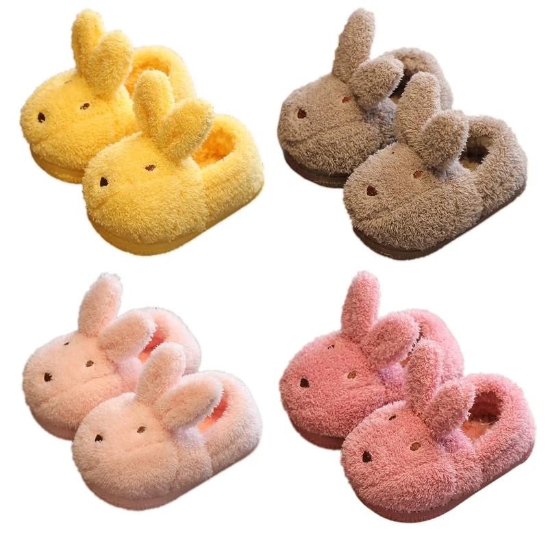 

Children Lovely Rabbit Cotton Slippers Anti Slip Shoes Warm Plush Fluffy Fuzzy Footwear for Toddler