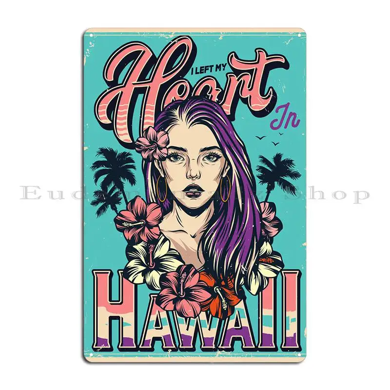 

Vintage Girl Hawaii Metal Plaque Club Wall Pub Party Club Painting Custom Tin Sign PosterWall Decoration