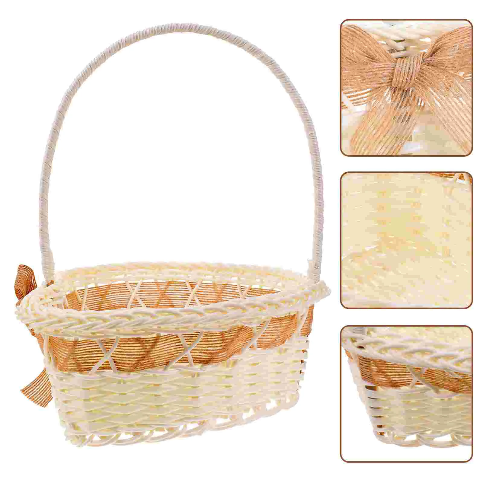 

Basket Flower Wedding Girl Baskets Woven Rattan Storage Picnic Holder Wickerfor Organizer Toy Vase Decorative Potspot