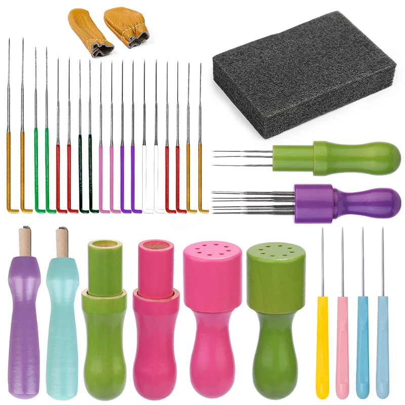 

MIUSIE Wool Felting Needles Kit Wood Hand Felting Poke Needle For Wool Beginner Handicraft Felting Wool Firbe Craft Tool Set