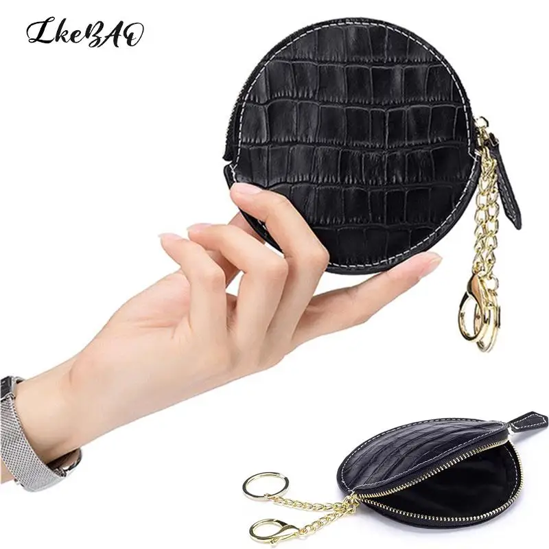 

1PCS Women's Round Crocodile Pattern Coin Purses PU Leather Female Small Wallet Mini Clutch Bag Key Card Holders Children's Bags