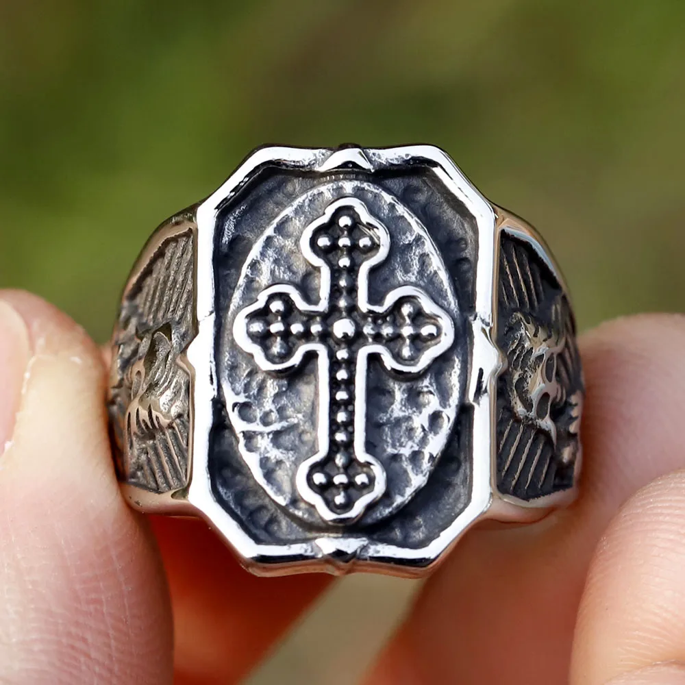 

new Arrival Design Stainless Steel Classic skull Cross Trend Men's Ring fashion High Quality Jewelry Dropshipping