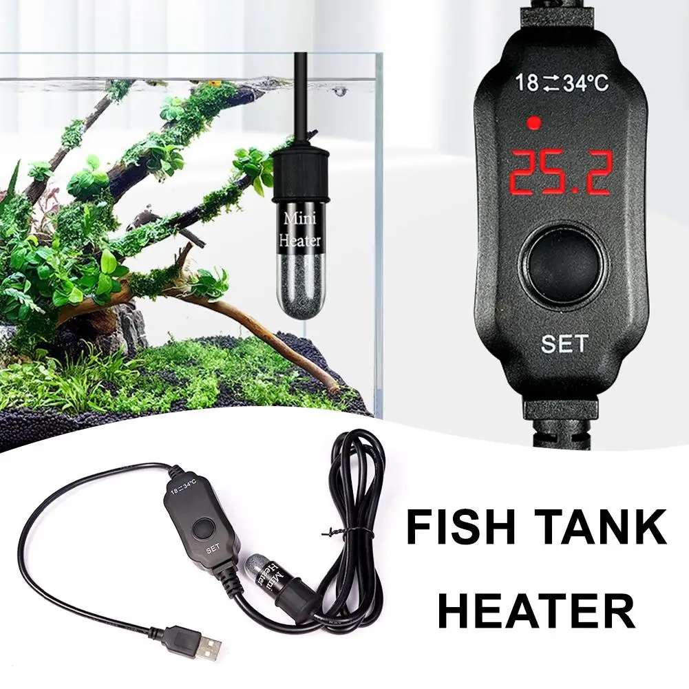 

Mini Aquarium Fish Tank Heater USB Heating Rod Submersible Thermostat Heater Digital LED Electricheating Rods For Fish Turt R7W4