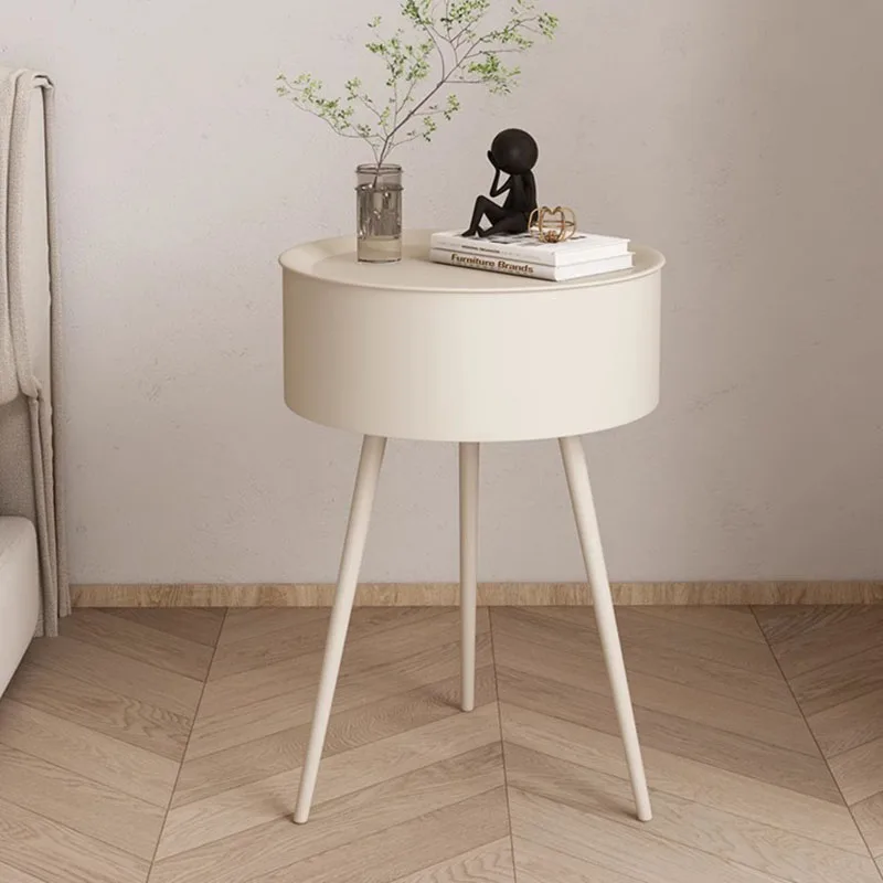 

Modern Minimalist Nightstands Round White Kawaii Cute Bedside Table Small Space Storage Box Center Design Muebles Home Furniture