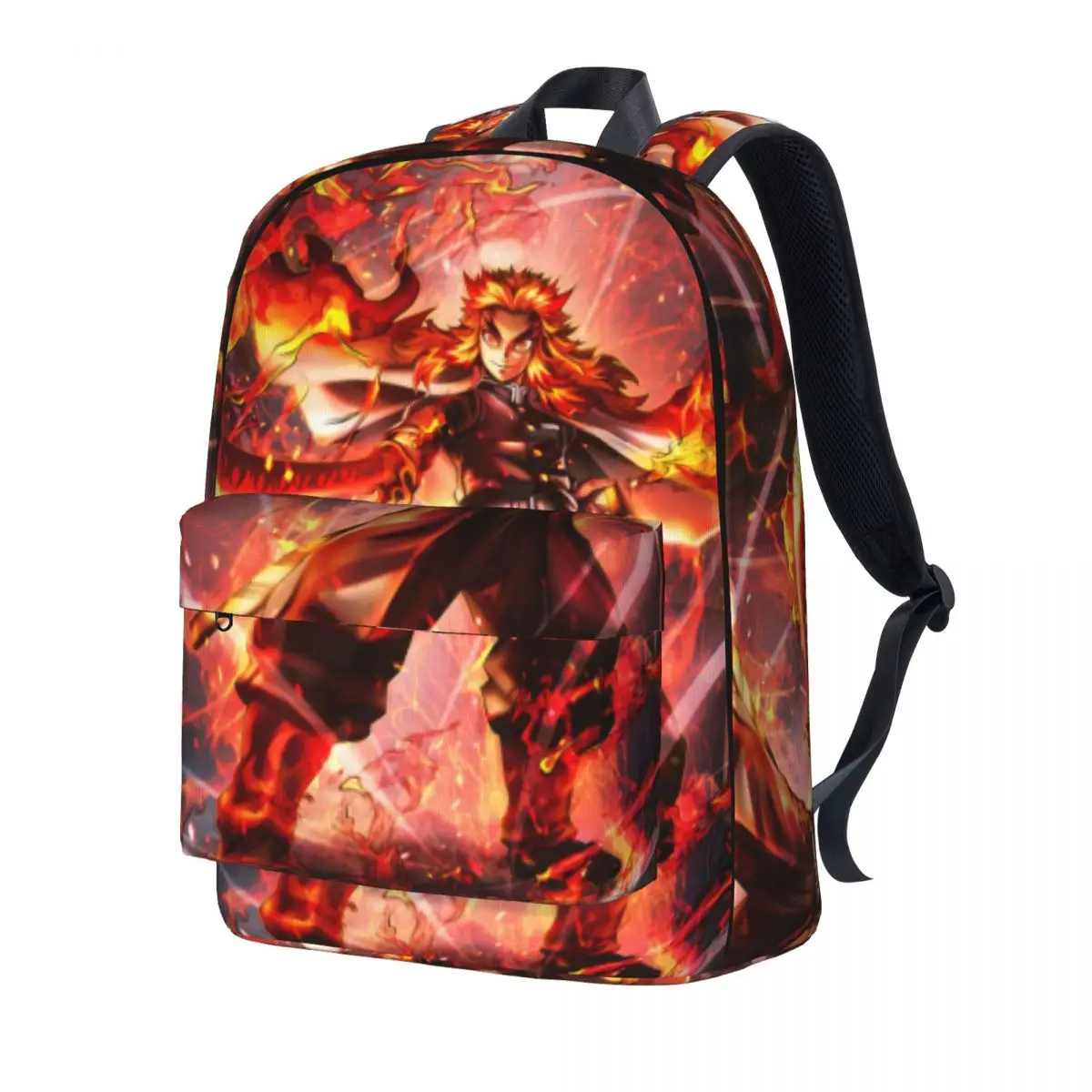

Demon Slayer Backpack Rengoku Kyojuro Anime Outdoor Style Backpacks Teen Designer Big High School Bags Streetwear Rucksack