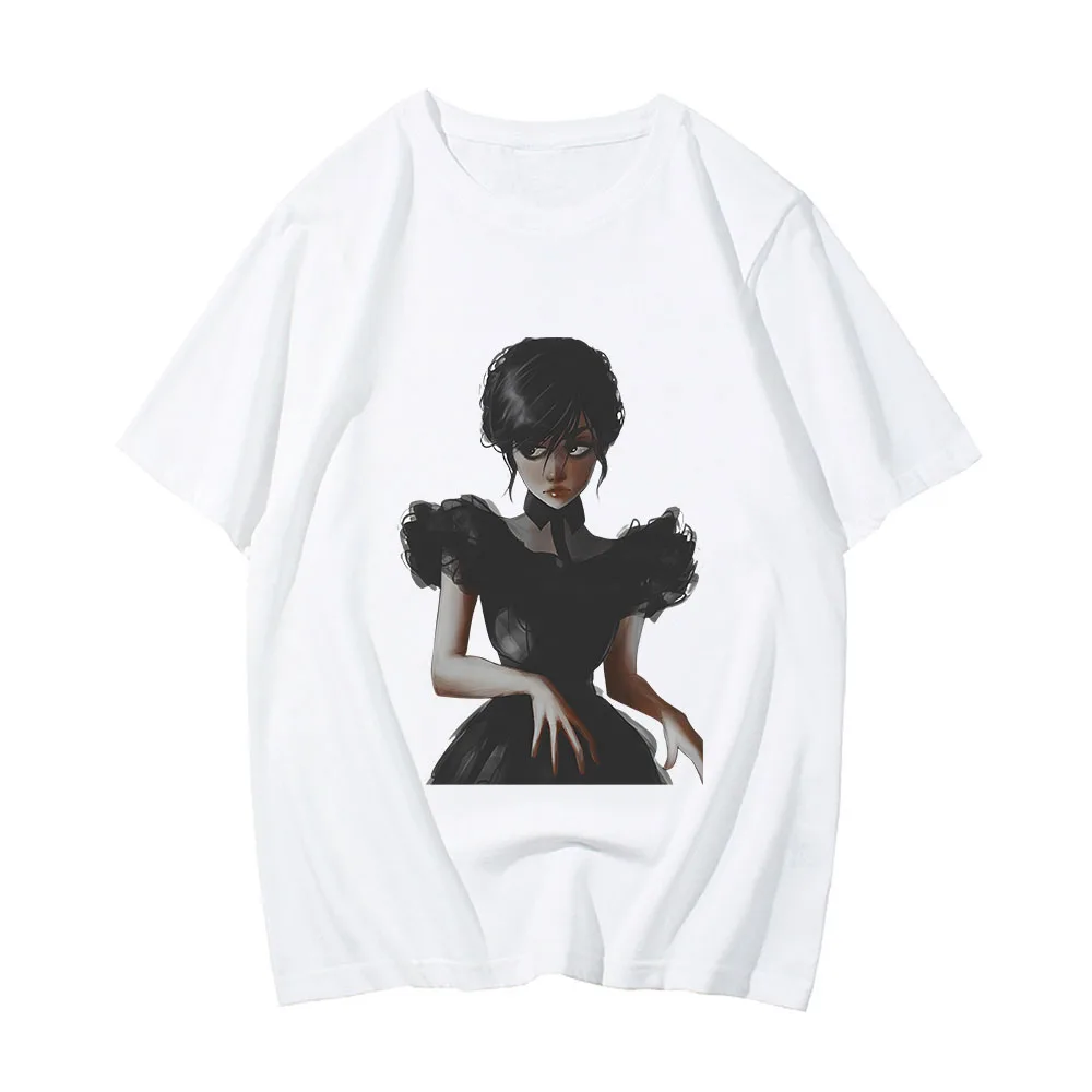 

Horror Comedy Wednesday Addams T-shirts MEN Gothic Aesthetic Tshirts 100% Cotton High Quality T Shirts Sense of Design O-Neck
