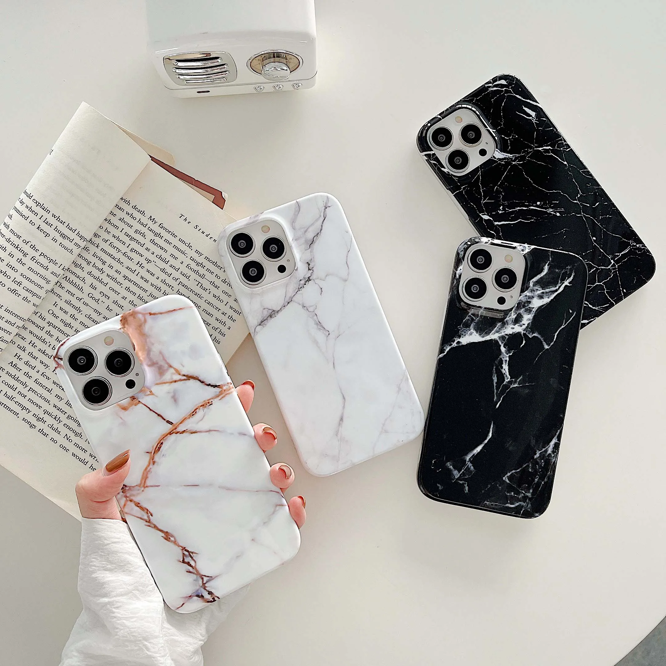 

Fashion Marble IMD Cover Case for iPhone 13 11 12 Pro Max 13 12 Mini X XR XSMax 10 7 8 Plus Se 2020 Soft Anit Knock Cases Capa