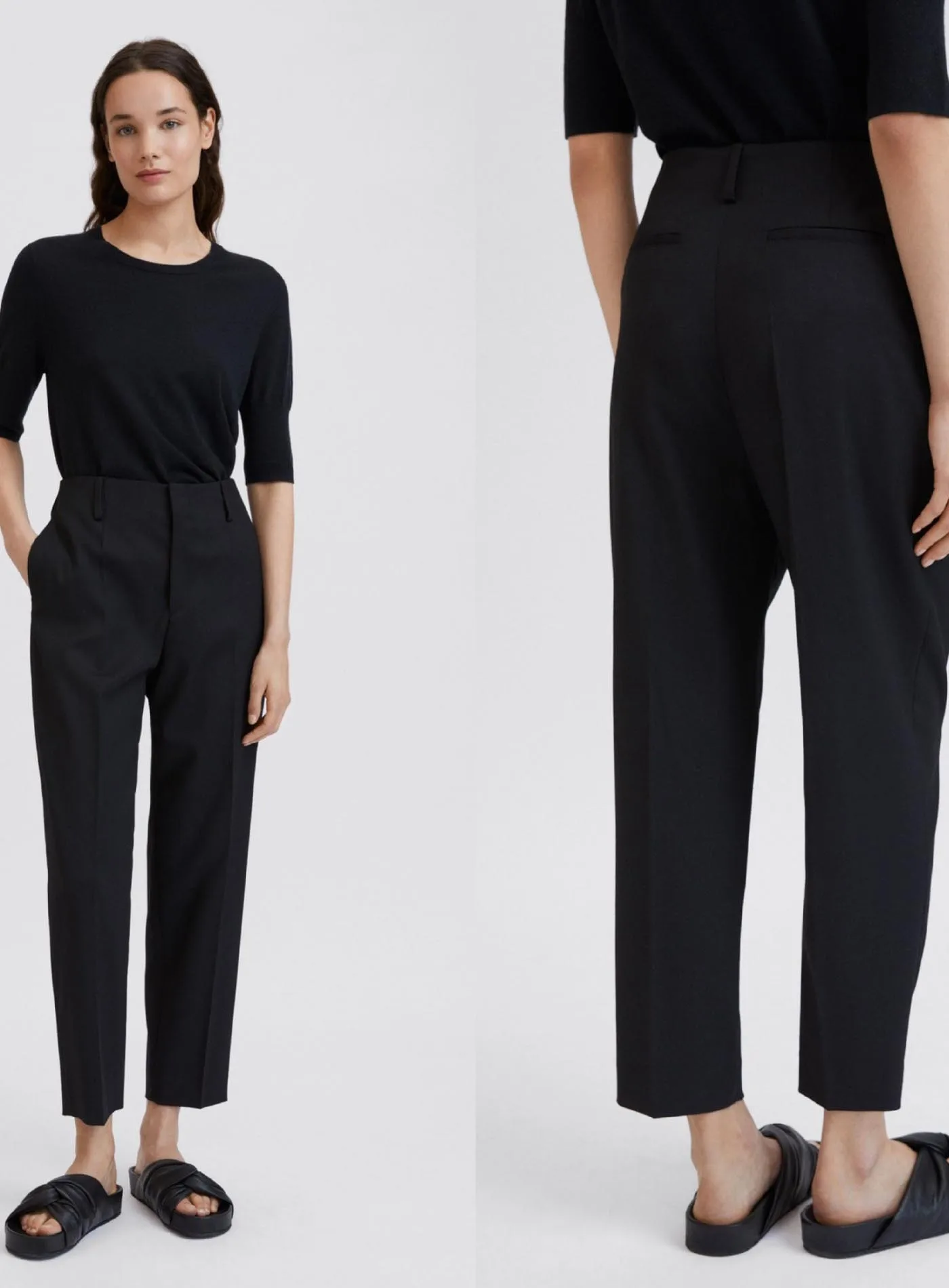 

Осенне-зимние женские шерстяные микро-конусные прямые укороченные брюки с высокой талией, женские повседневные брюки с начесом