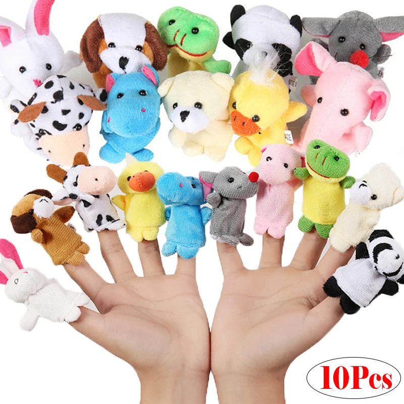 10pcs/set Cute Finger Puppets Baby Mini Plush Toys Kids Educational Finger Toy Cartoon Animals Plush Doll Children Figures Gifts