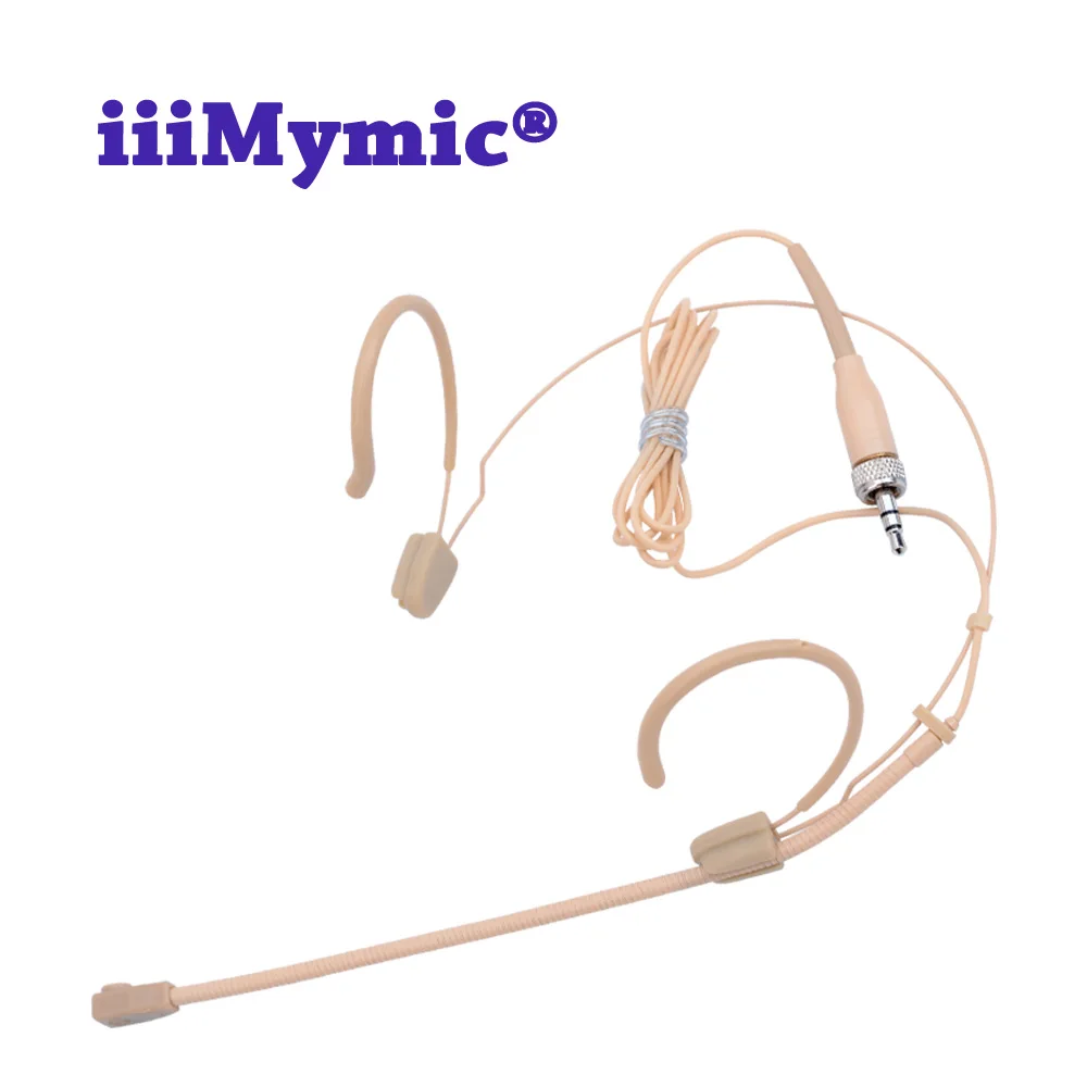 

iiiMymic Professional Beige Condenser Headset Microphone For Sennheiser Transmitter 3.5mm Screw Jack Speech Headworn Mic