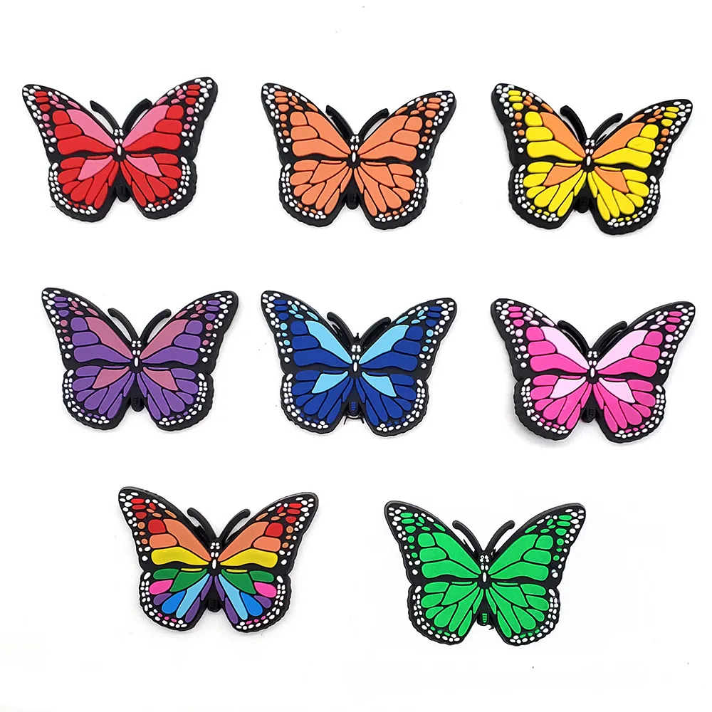16pcs Cute PVC Butterfly Croc Charms Shoe Ornament Pretty Hand Buckle Garden JIBZ Shoe Accessories X-mas Gift