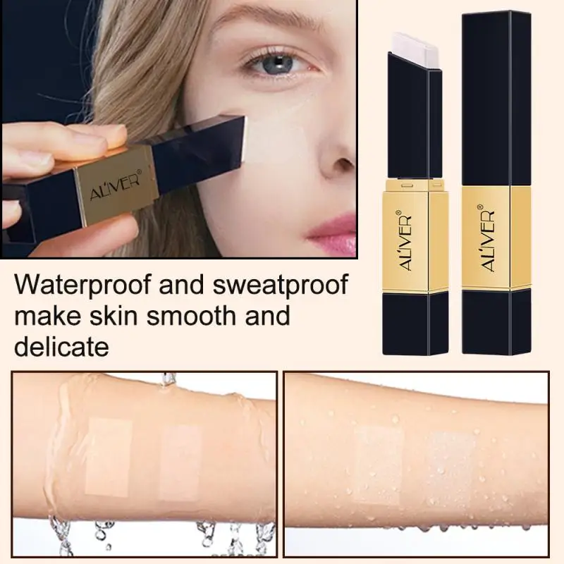 

1PC Facial Makeup Double-head Concealer Highlight Contouring Stick Temperature Changed Waterproof Brightening Foundation Makeup