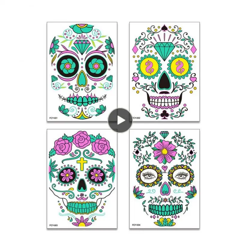 

Halloween Scary Two Color Luminous Temporary Tattoo Sticker Face Eye Sticker Ghost Festival Scar Tattoo Sticker Decor
