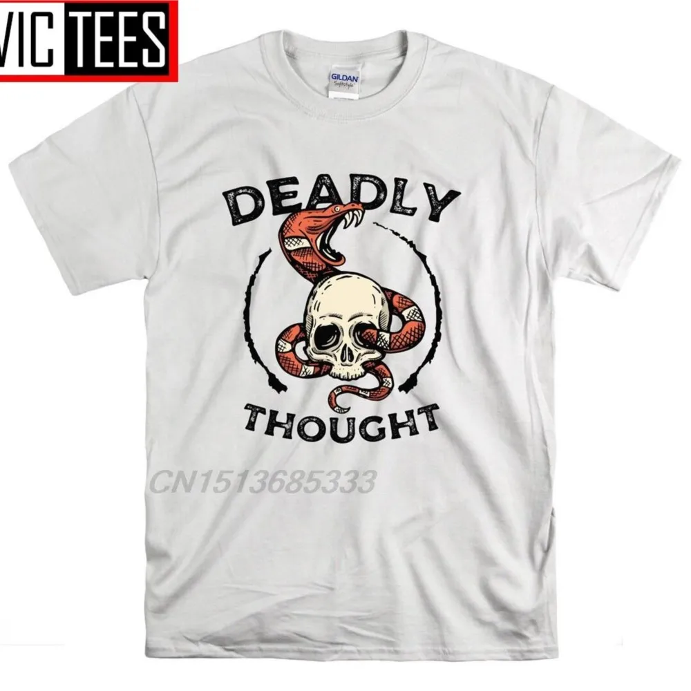 

New Deadly Thought T Shirt Men Funny Cobra Skull T-shirts Exploration Unisex Cotton T-shirts Mountain Trees Printed T-Shirt