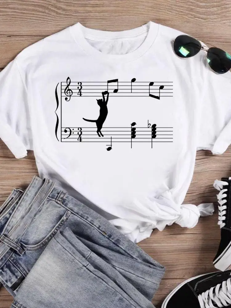 

Cartoon Short Sleeve Cat Funny Love Animal 90s Fashion Print T Shirt Summer Women Female Casual Top Tshirts Graphic Tee T-Shirt
