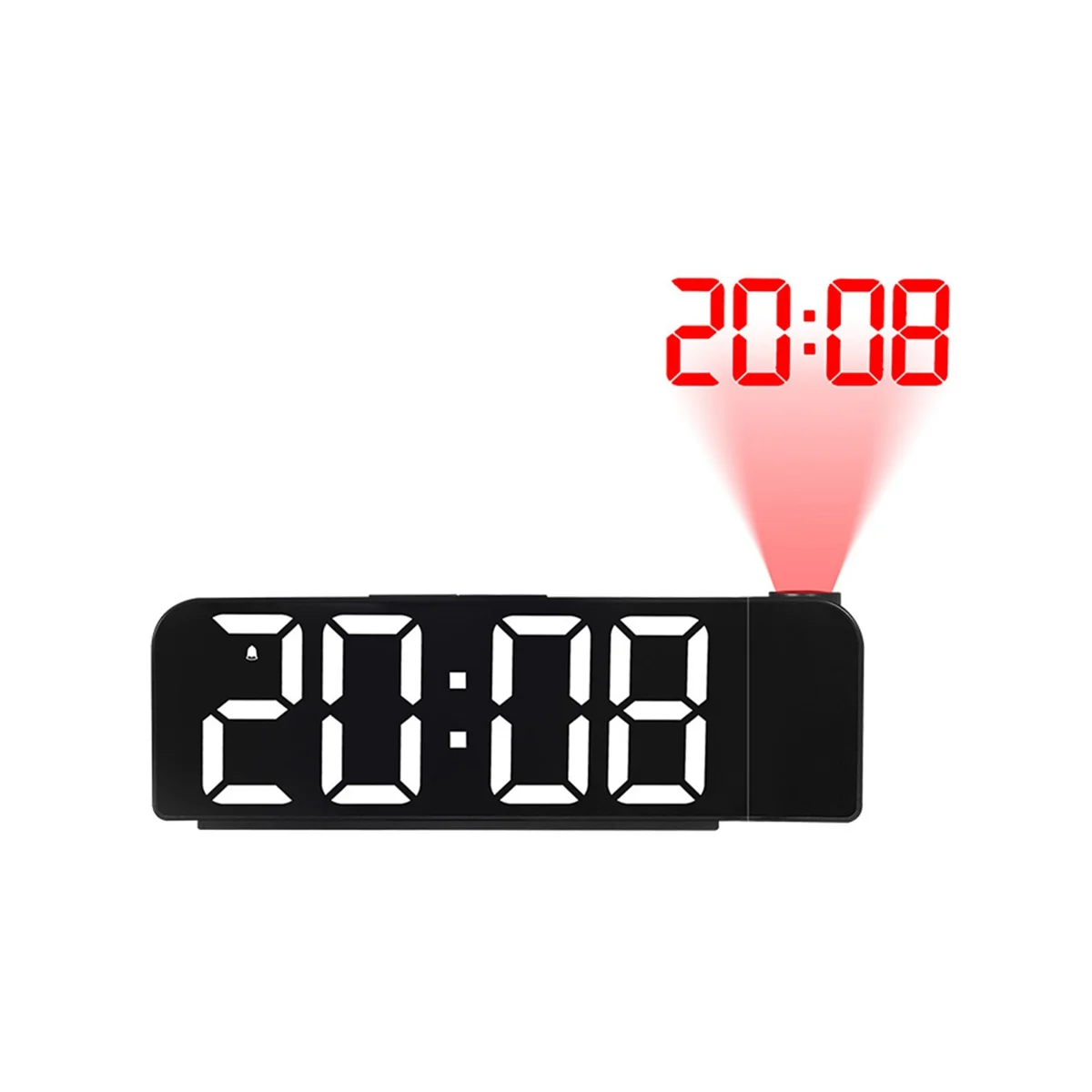 

Проекционный будильник с вращением на 180 °, 12/24 часа, цифровые часы, USB-зарядка, потолочный проектор, будильник (белый)