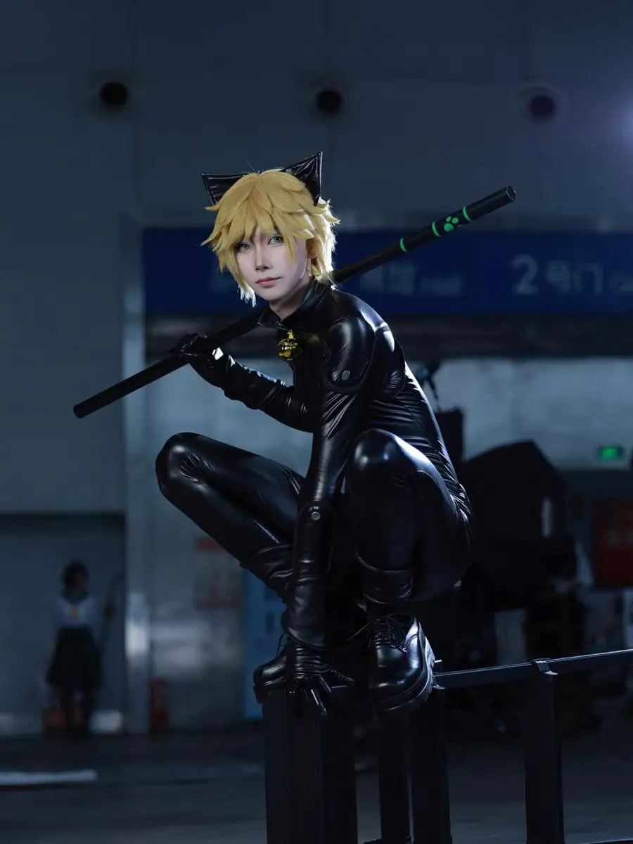 Косплей костюм кошка ZOBOTT черный искусственная кожа