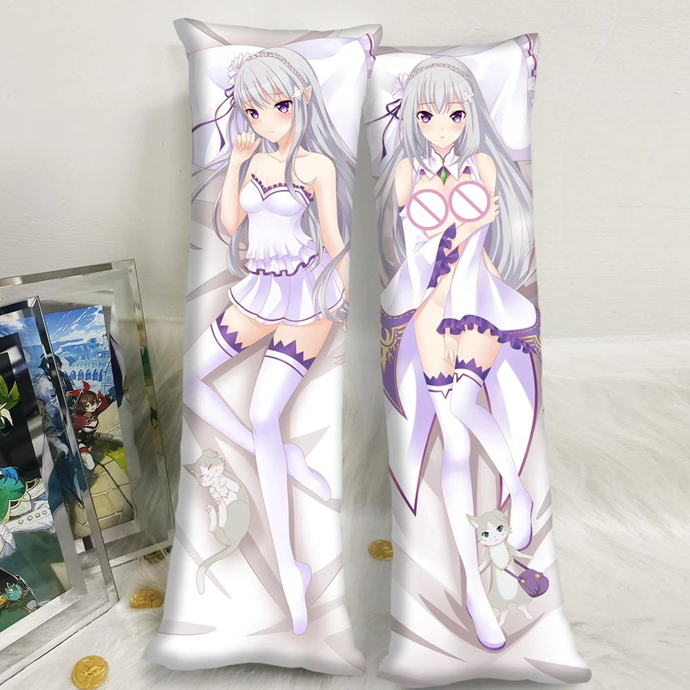 

Re:life In A Different World From Zero Dakimakura Cover Emilia Rem Ram Pillowcase Hugging Body Pillow Cushion Cover Customs