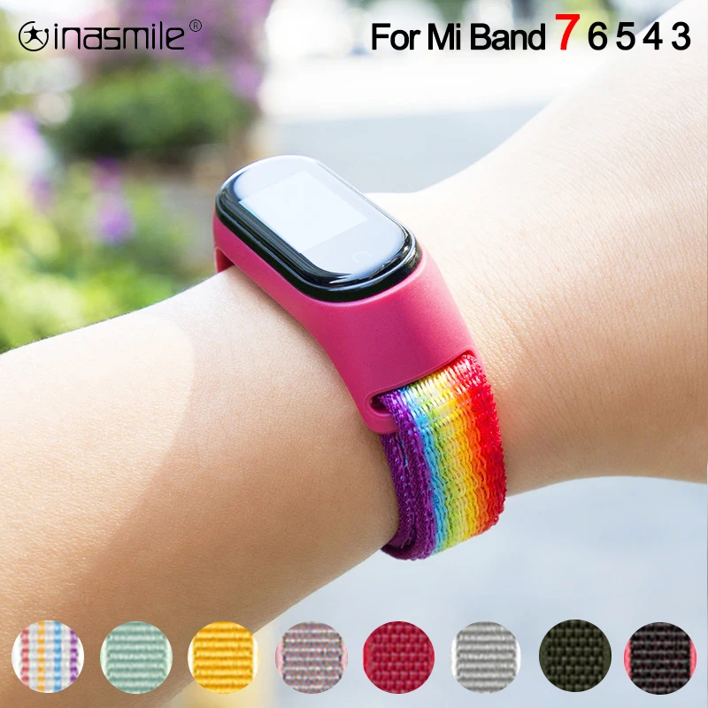 Браслет для xiaomi mi band 7 нейлоновый спортивный ремешок часов Mi 5 6 4 3 - купить по