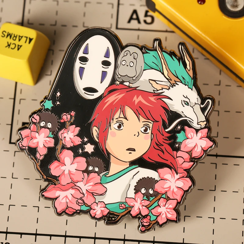

Studio Ghibli Totoro No Face Man Anime Lapel Pins Japanese Anime Brooches For Women Backpack Kawaii Hijab Pins Spirited Away