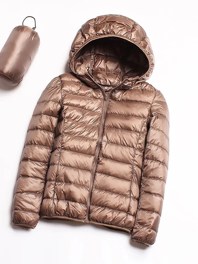 2022 Plus Size  CasualAutumn And Winter New Light  Down Jacket Women'S Hooded Korean Short Women'S White Duck Down Coat