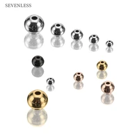 3 4 5 6 8mm stainless steel round rose gold bracelet spacer beads for jewelry diy manual making loose large hole beads wholesale
