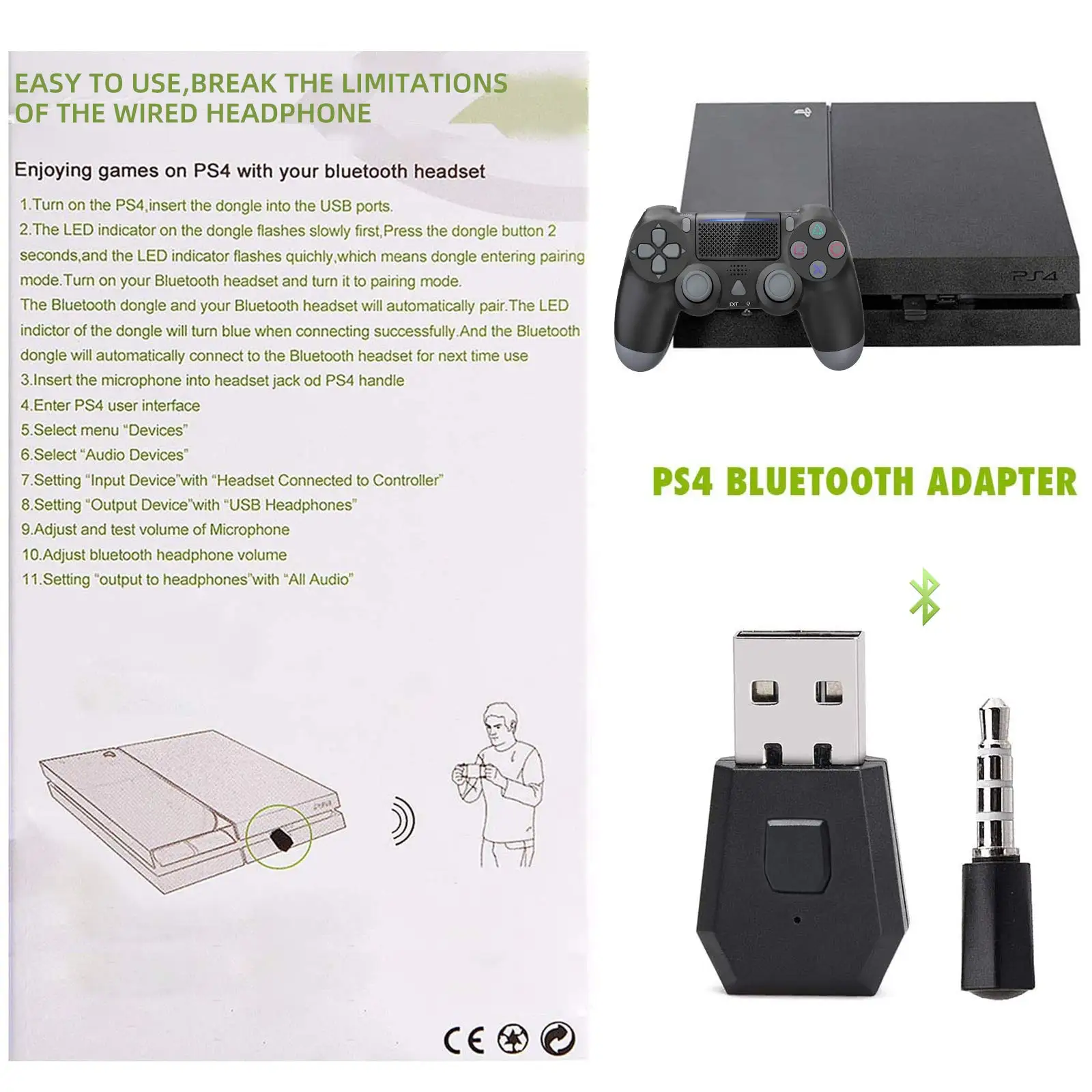 Беспроводной Bluetooth-адаптер для PS4 мини-адаптер гарнитуры PS5 с USB 4 0 передатчики