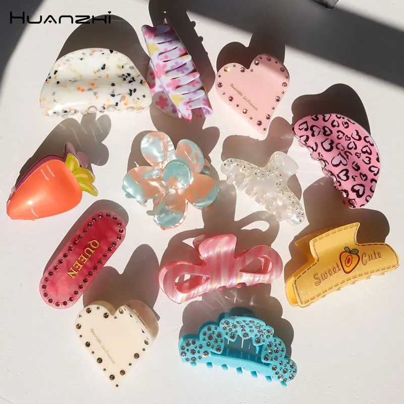 

Женские заколки для волос с геометрическим рисунком, разноцветные заколки для волос с цирконом, леопардовым, сердечком, цветочным рисунком,...