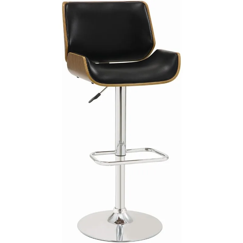 Барный стул из искусственной кожи с регулируемой высотой в черном и
