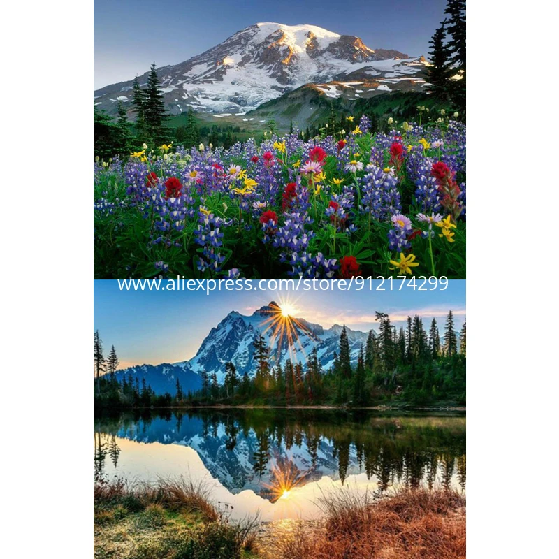 ROAMILY, алмазная живопись, пейзаж, хорошо, сделай сам, вышивка крестиком, алмазная вышивка, природа, гора, река, полный, новый стиль, Настенная картина