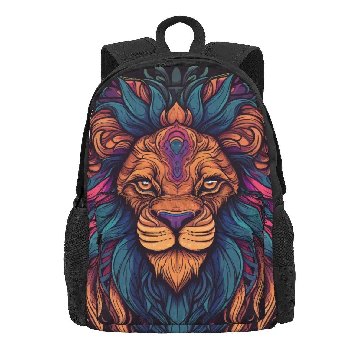 

Lion Backpack Vintage Travel Backpacks Teen Colorful Pattern High School Bags Kawaii Rucksack